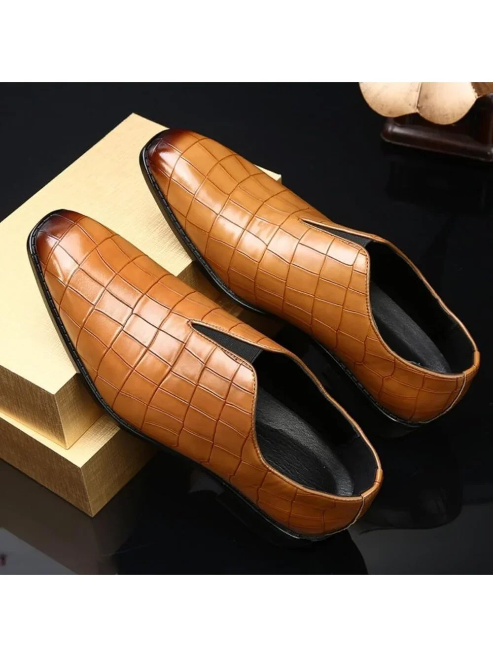 Men's Yellow Soft Leather Penny Loafers Dress Slip-on for Formal Business
